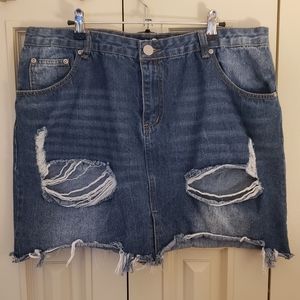 3 FOR $10 Ripped Denim Mini Skirt size 14